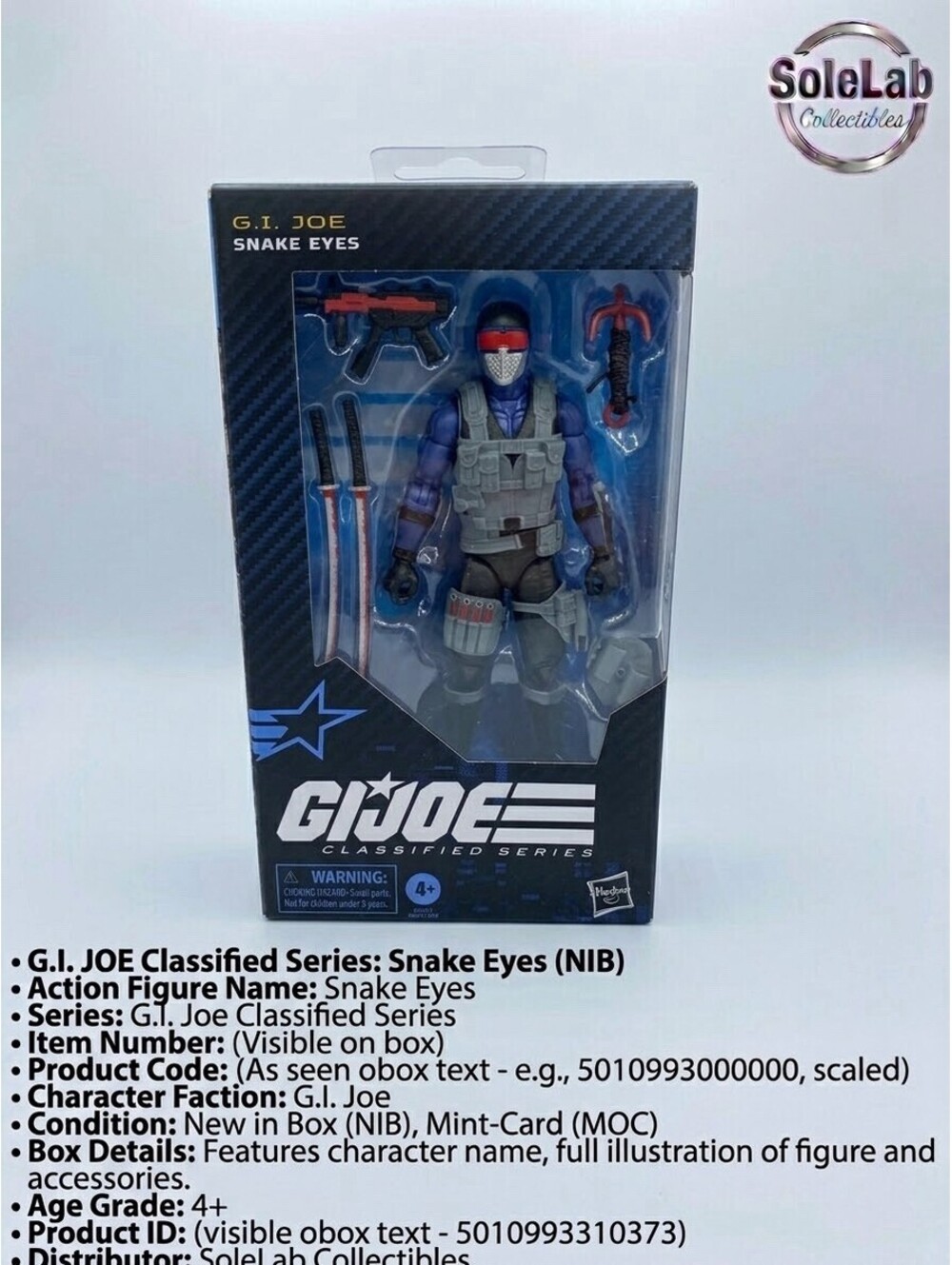G.I. Joe Classified Series #165 Snake Eyes 6” Figure New Sealed NIB Hasbro